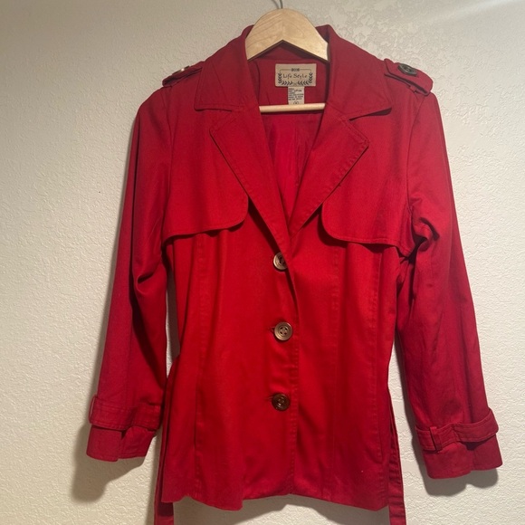 Life Style Vibrant Red Trench Coat - Picture 4 of 7